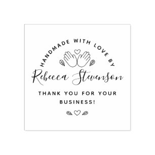 Handmade With Love Your Name & Thank You Message Rubber Stamp