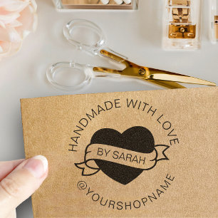 Handmade With Love Your Shop And Name Self-inking Stamp