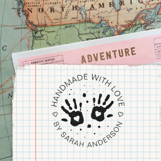 Handmade With Love Your Shop And Name Self-inking Stamp