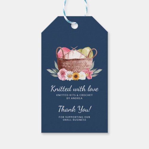 Handmade Yarn Crochet Knitted with Love Thank You Gift Tags