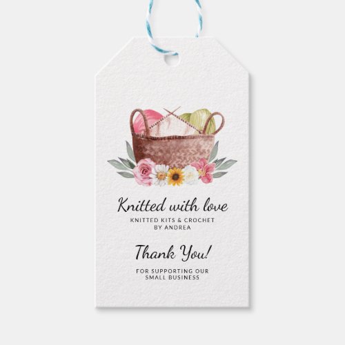 Handmade Yarn Crochet  Thank You Knitted with Love Gift Tags