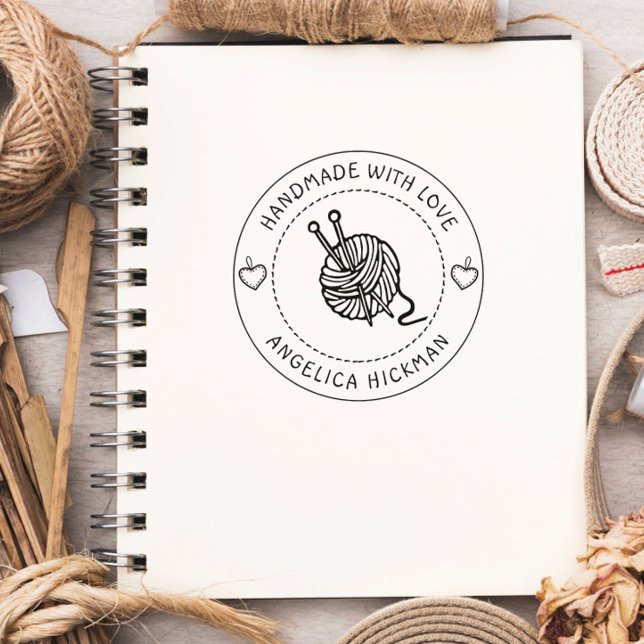 Handmade Yarn & Needles Custom | Handwritten Rubber Stamp (Creator Uploaded)