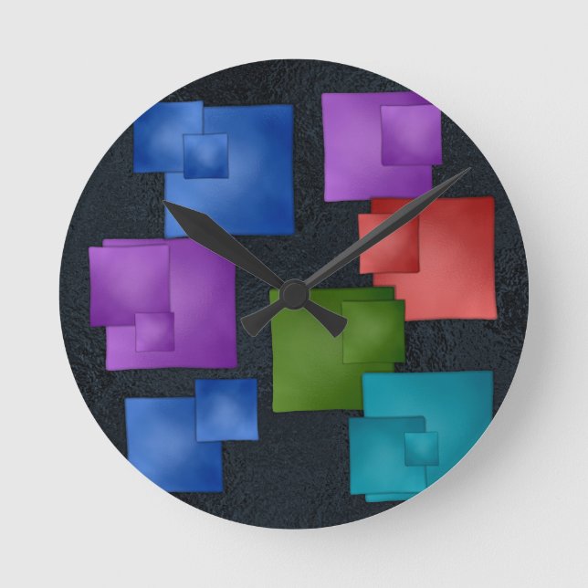Handmaid Fused Glass Look Modern Art Round Clock (Front)
