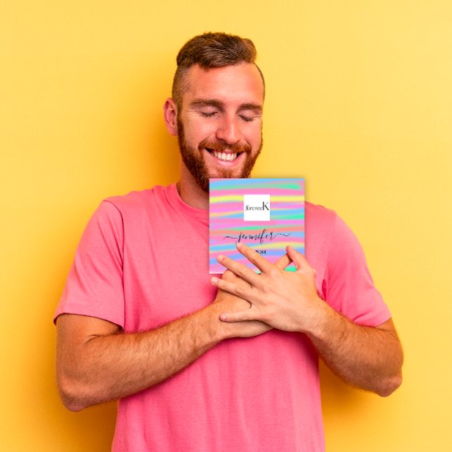 Handmande Yellow Pink Abstract Custom QR LOGO  Square Business Card (Handmande Yellow Pink Abstract Custom QR LOGO Square Business Card)