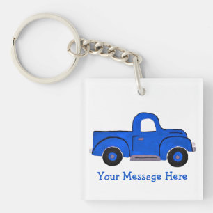 Handpainted Blue Truck Design Multi Purpose Tote Keychain