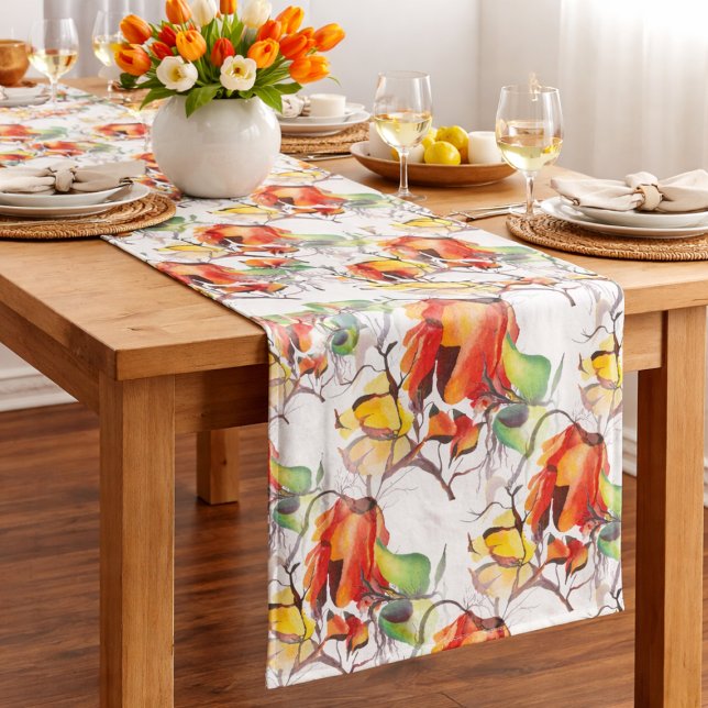 Handpainted Botanical Dining Home Decor Gift Long Table Runner (Creator Uploaded)