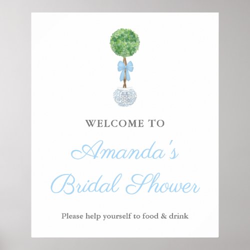 Handpainted Boxwood Topiary Wedding Shower Welcome Poster