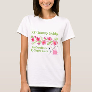 Handpainted Cherry Blossoms Grandma Needlepoint T-Shirt