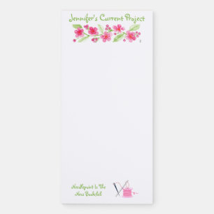 Handpainted Cherry Blossoms Needlepoint Magnetic Notepad