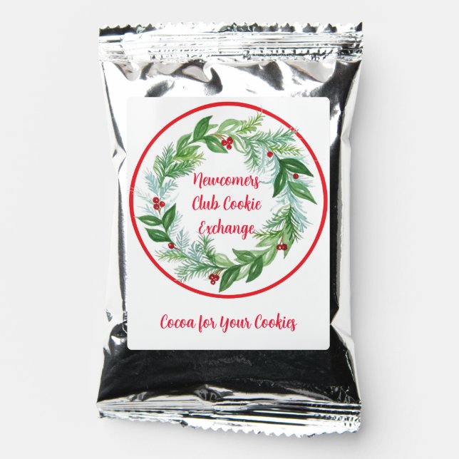 Handpainted Christmas Holiday Wreath COCOA Coffee Drink Mix (Front)