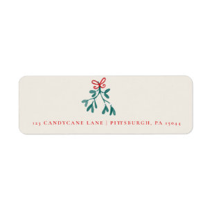 Handpainted Christmas Mistletoe Return Address Label