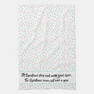Handpainted Christmas Pine Cones Pastel Multicolor Kitchen Towel