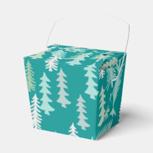 Handpainted Christmas Trees Aqua White Blue Teal Favor Boxes