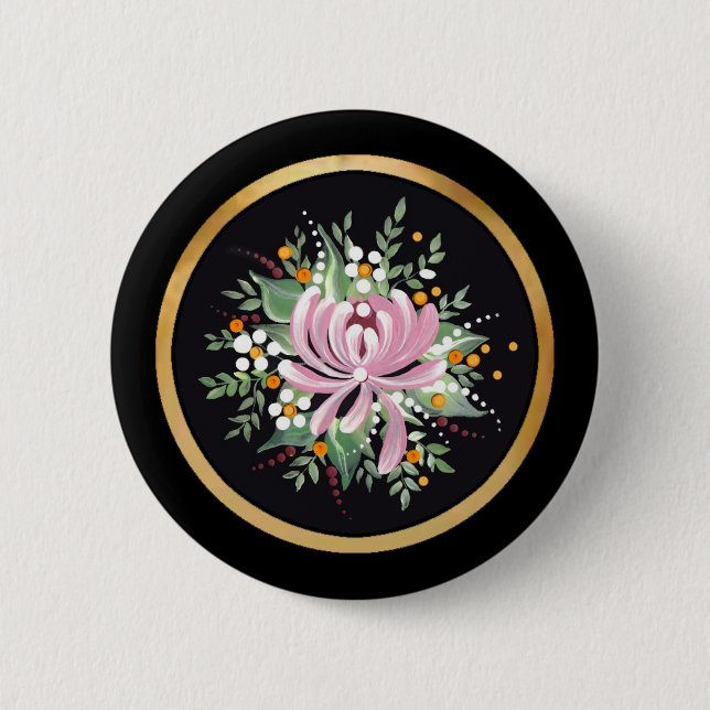 Handpainted Chrysanthemum Button (Front)