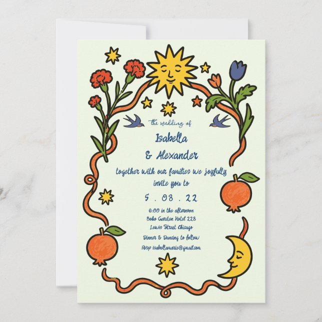 Handpainted Drawing Wedding Invitation (Front)