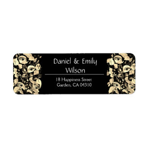 Handpainted Elegant Feminine Eyes Colorful Leaves Label