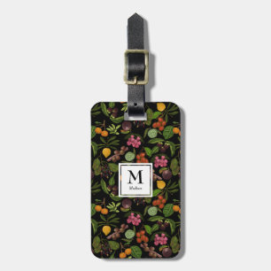 Handpainted Exotic Tropical Fruits Monogram Luggage Tag