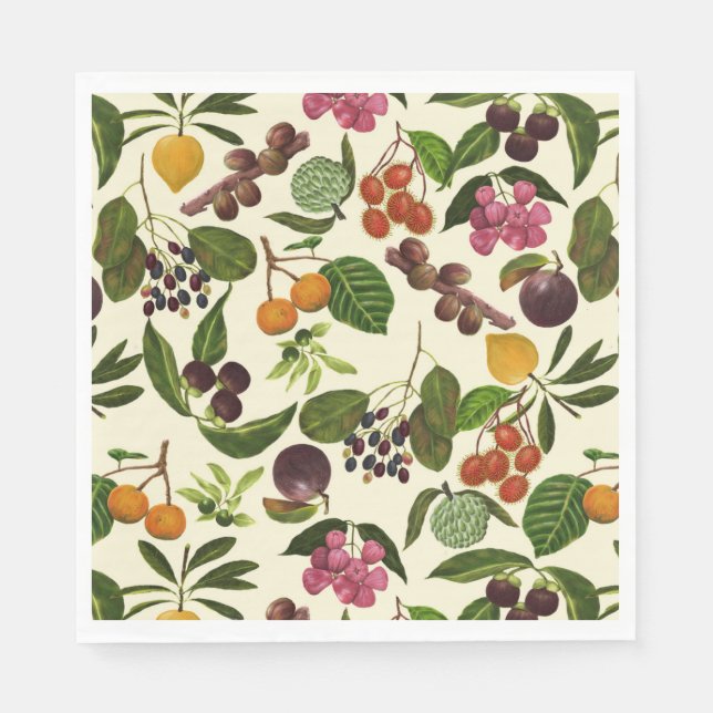 Handpainted Exotic Tropical Fruits Pattern Paper Napkins (Front)