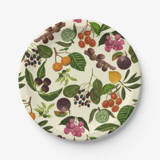 Handpainted Exotic Tropical Fruits Pattern Paper Plates