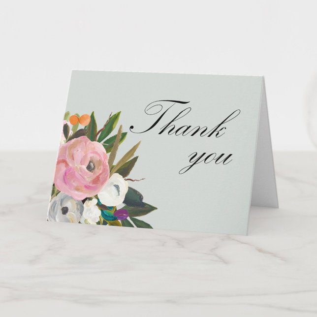 Handpainted Floral 100th Birthday Party   Thank You Card (Creator Uploaded)