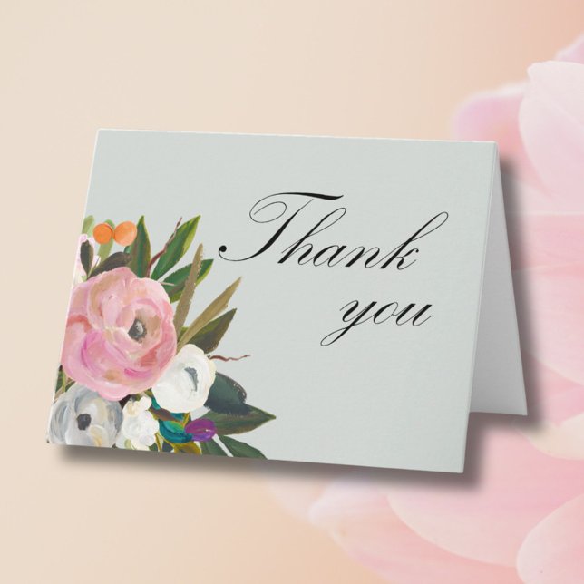 Handpainted Floral 60th Birthday Party   Thank You Card (Creator Uploaded)