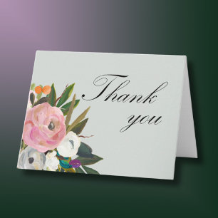 Handpainted Floral 80th Birthday Party Thank You Card
