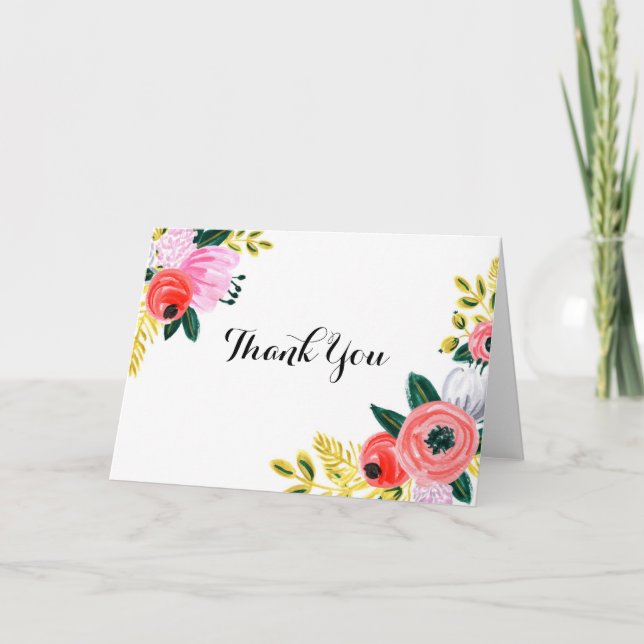 Handpainted Floral Thank you card (Front)