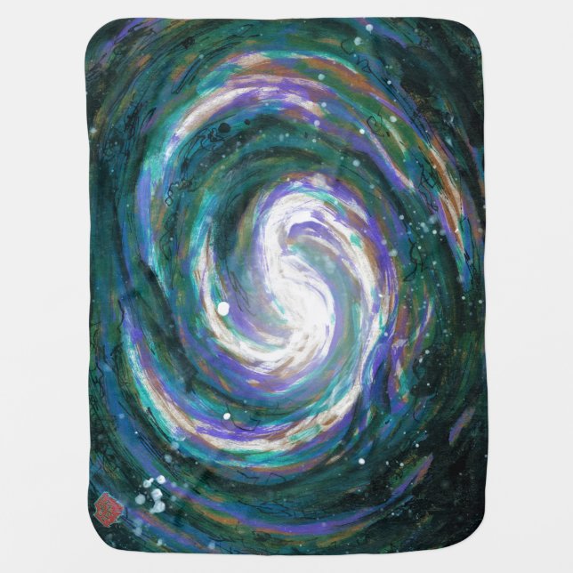 Handpainted Galaxy Receiving Blanket (Front)