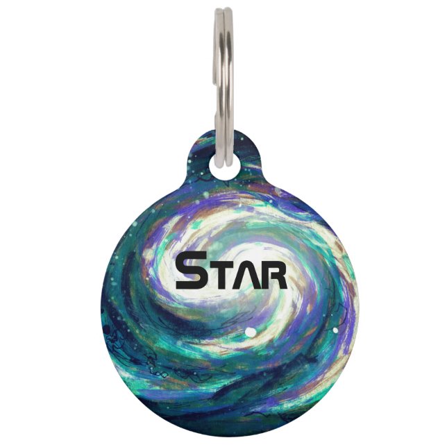 Handpainted Galaxy Shirt Pet ID Tag (Front)