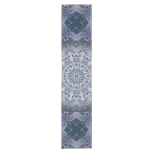 Handpainted Grayish Blue Mandala Short Table Runner