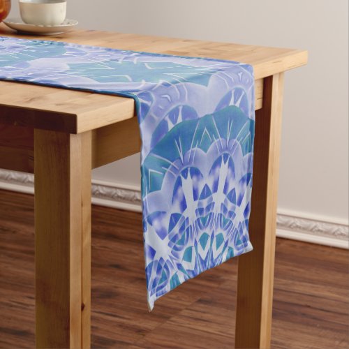 Handpainted Green Blue Short  Medium Table Runner