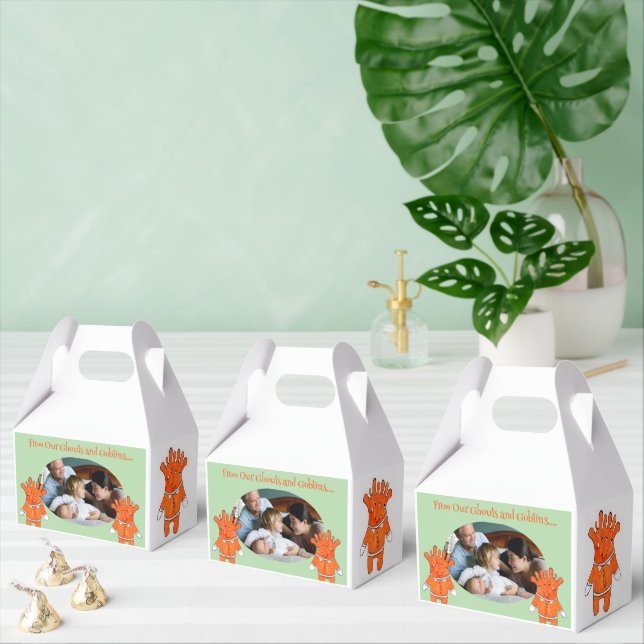 Handpainted Halloween Fun Ghouls and Goblins PHOTO Favor Boxes (Multiple)