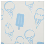 Handpainted Ice Cream Pattern Blue Fabric