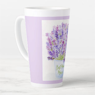 Handpainted Loose Watercolor Lavender Floral MOM Latte Mug