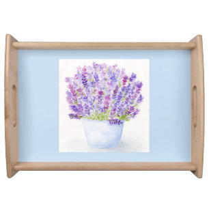 Handpainted Loose Watercolor Lavender Floral Serving Tray