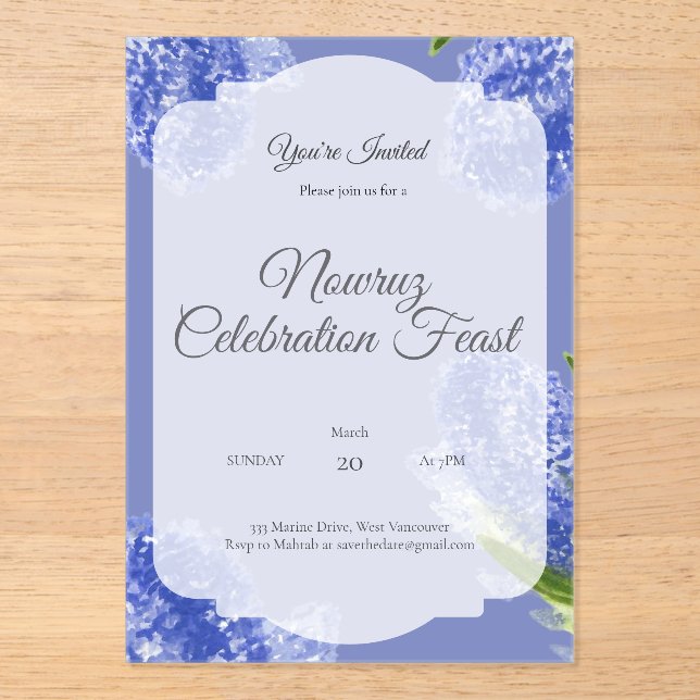 Handpainted Nowruz Greeting Card Acrylic Invitations (Front)