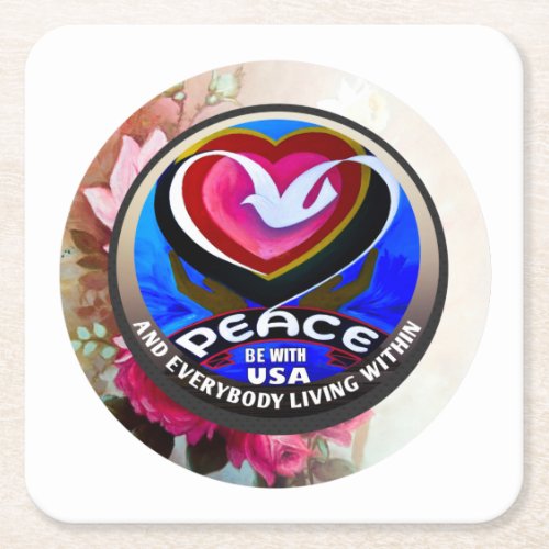 Handpainted Peace Be With USA Paper Coaster