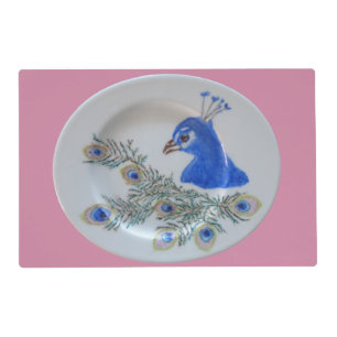 Handpainted Peacock Placemat Customizable