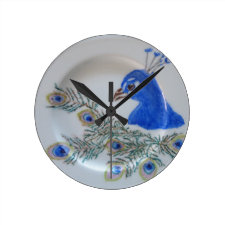 Handpainted Peacock Wall Clock