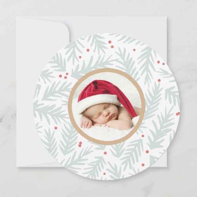 Handpainted Pine Christmas Photo Card