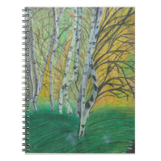 Handpainted print Birch Trees Notebook