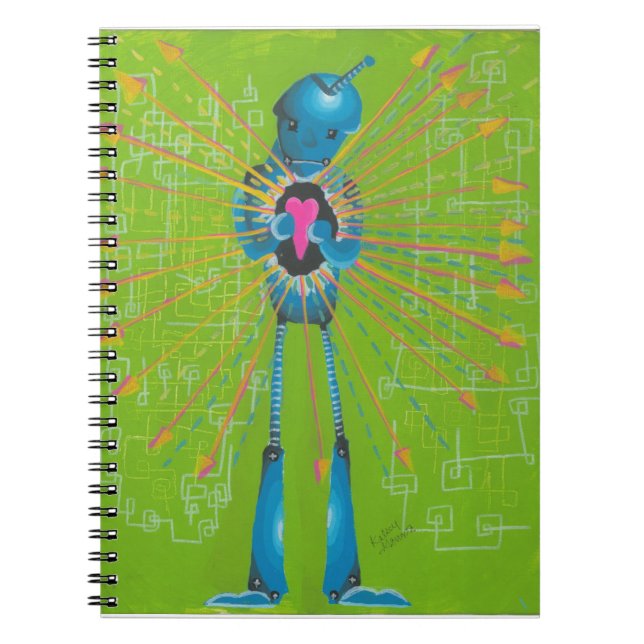 Handpainted print Robot Notebook (Front)