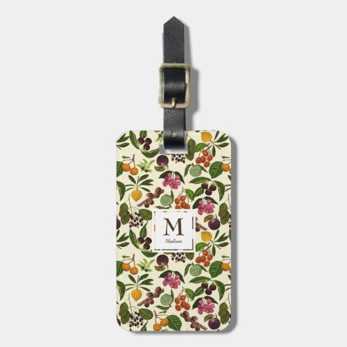 Handpainted Rustic Tropical Fruits Monogram Luggage Tag