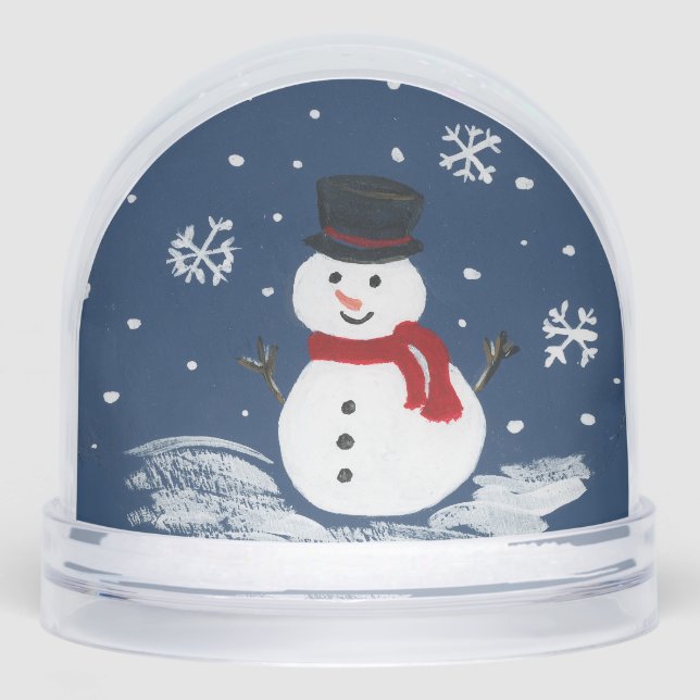 Handpainted Snowman ADD YOUR PHOTO Snow Globe (Front)