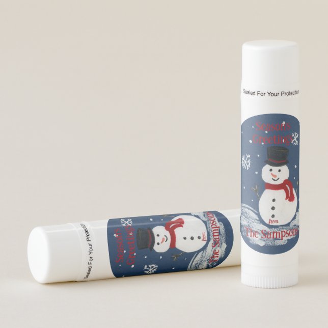 Handpainted Snowman PERSONALIZE  Lip Balm (Front)