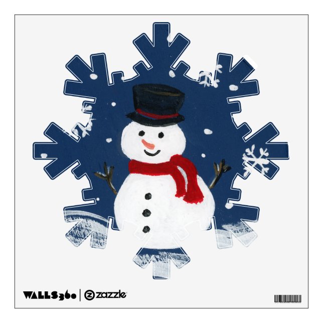 Handpainted Snowman Wall Decal (Front)