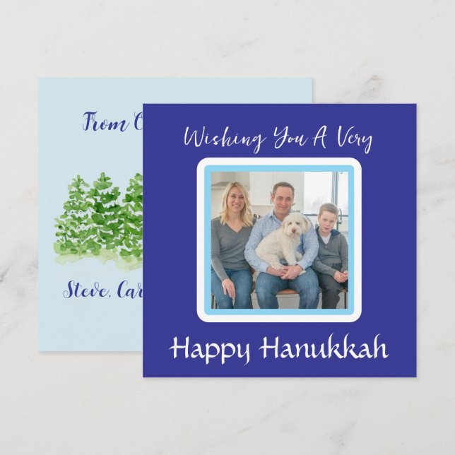 Handpainted Snowy Winter Trees HANUKKAH PHOTO CARD (Front/Back)