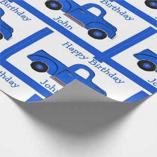 Handpainted Vintage Blue Truck Design Wrapping Paper