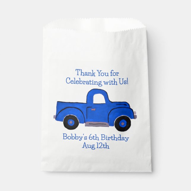 Handpainted Vintage Blue Truck  Favor Bag (Front)