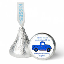 Handpainted Vintage Blue Truck Round Stickers Hershey®'s Kisses®